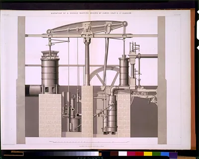 Elevation of a double blowing engine by James Gray & Co., Glasgow