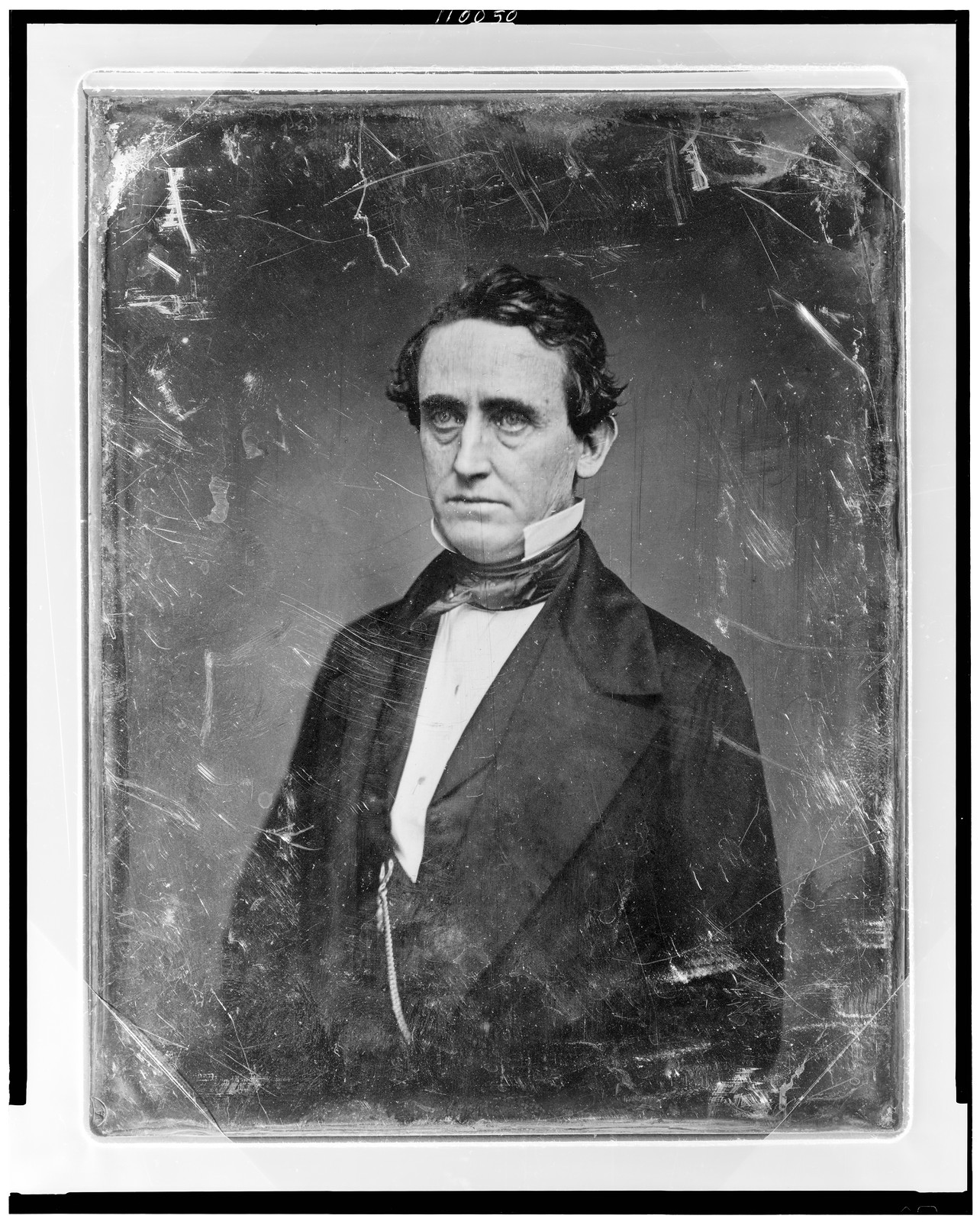 Unidentified man in dark coat, daguerreotype portrait, 1848 — historic photograph
