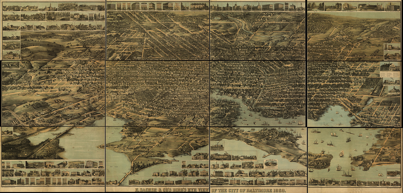 Baltimore, Maryland, 1869, 1869 — antique map