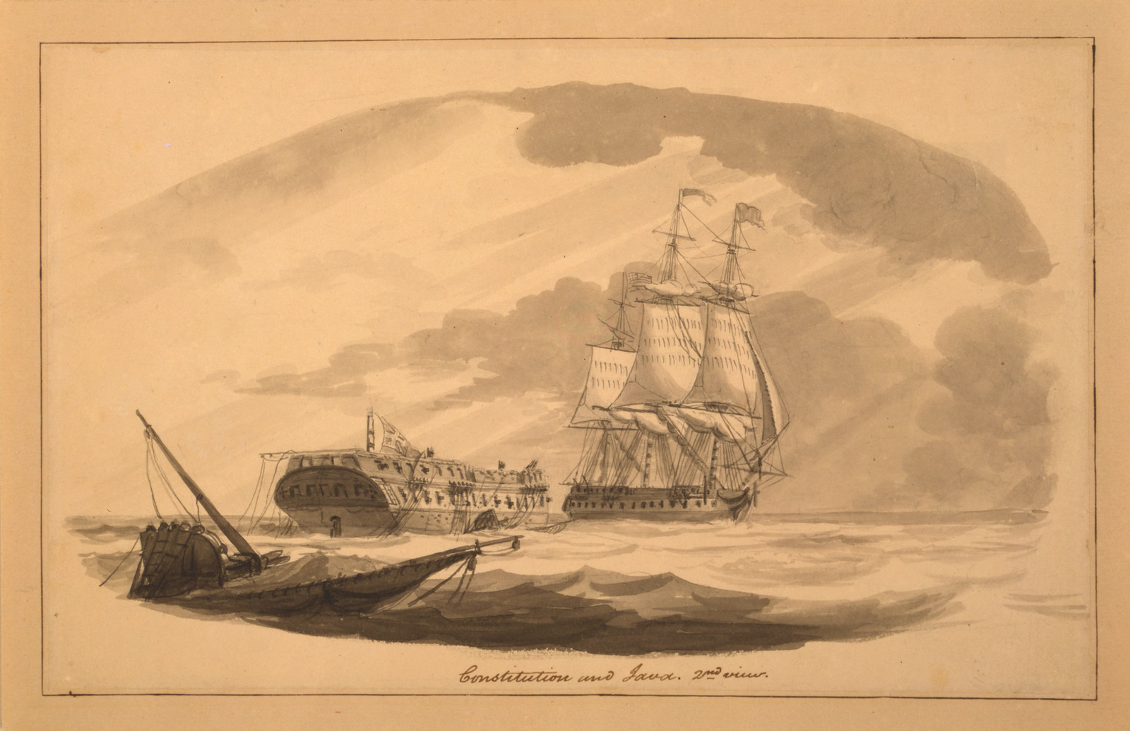 Constitution and Java, 2nd view, [ca. 1813] — historic drawing