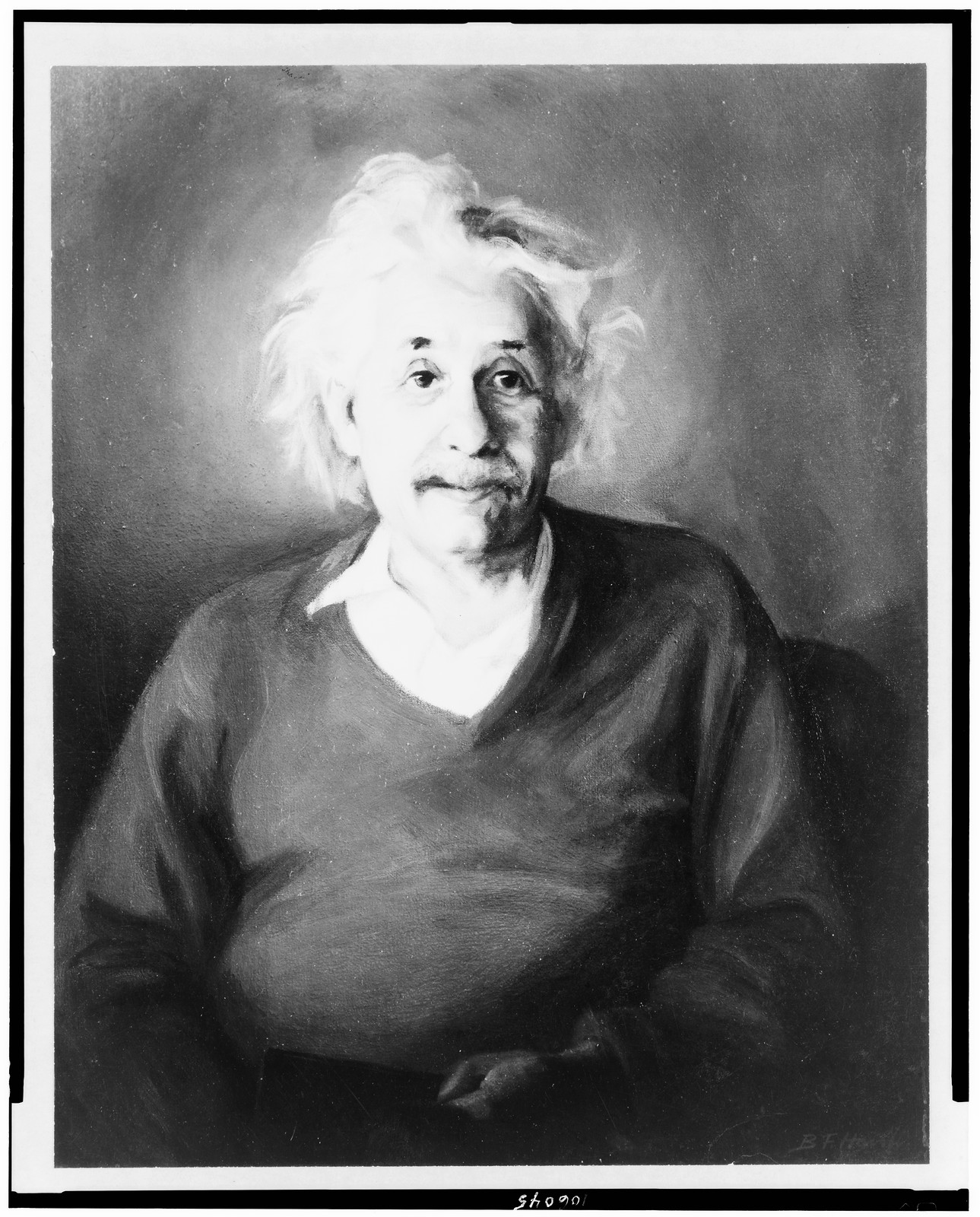 [Albert Einstein, half-length portrait, facing slightly right], c1945. — historic photograph
