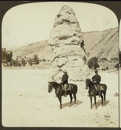 President Roosevelt's western tour--visiting Liberty Cap, Yellowstone Nat. Park