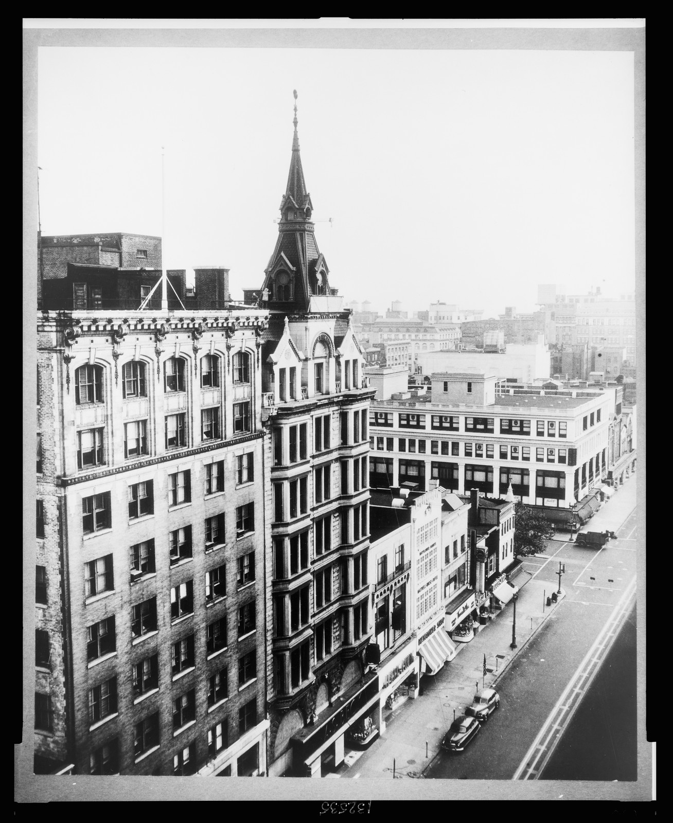 [Aerial view of the Sun Building, between 13th and 14th Streets NW, Washington, D.C.], [1945?] — historic photograph
