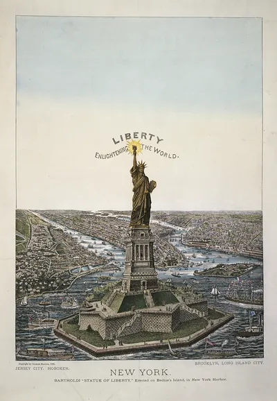 New York. Bartholdi Statue of Liberty erected on Bedloe's Island, in New York Harbor