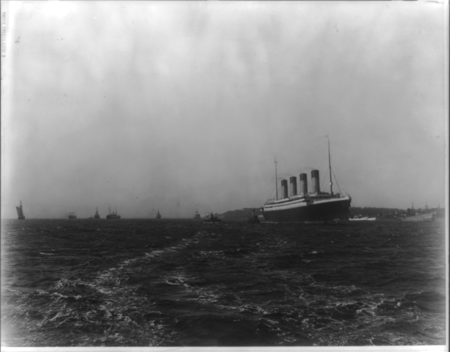 [The S.S. OLYMPIC, 1911: Entering the Narrows of New York Harbor], c1911. — historic photograph