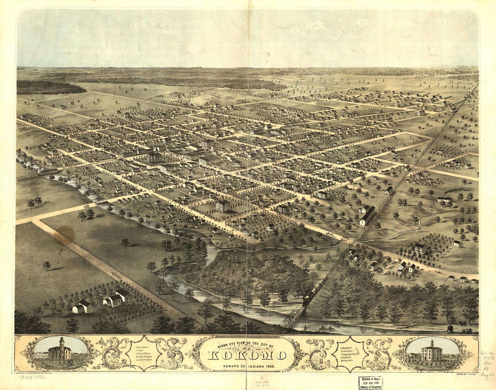 Kokomo, Indiana, 1868, 1868 — antique map