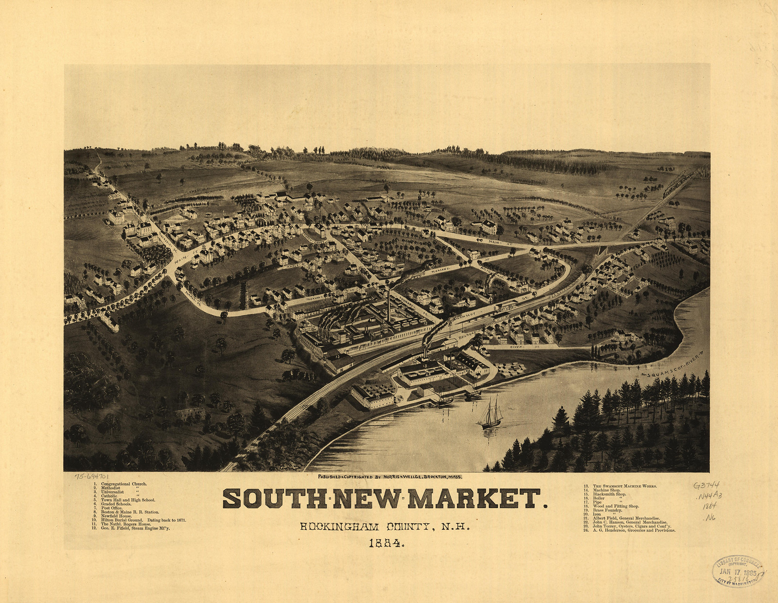 Newfields, New Hampshire, 1884, 1884 — antique map