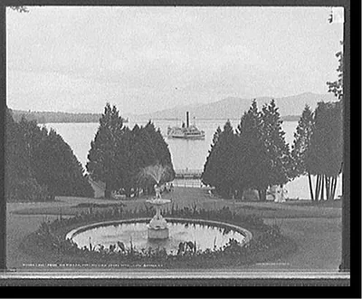 Lake from the piazza, Fort William Henry Hotel, Lake George, N.Y.