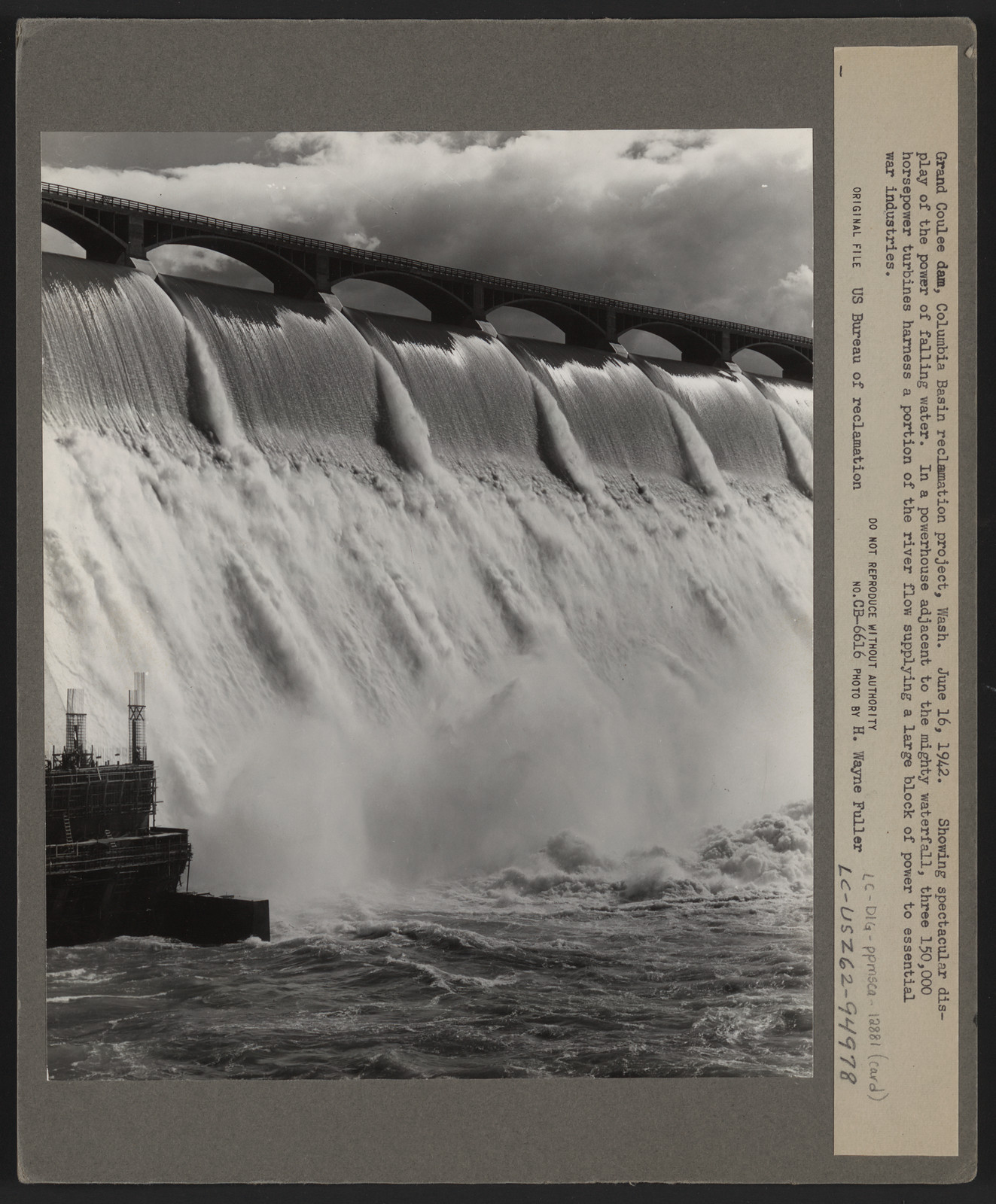 Grand Coulee Dam spillway, Columbia Basin Reclamation Project, Washington — historic image