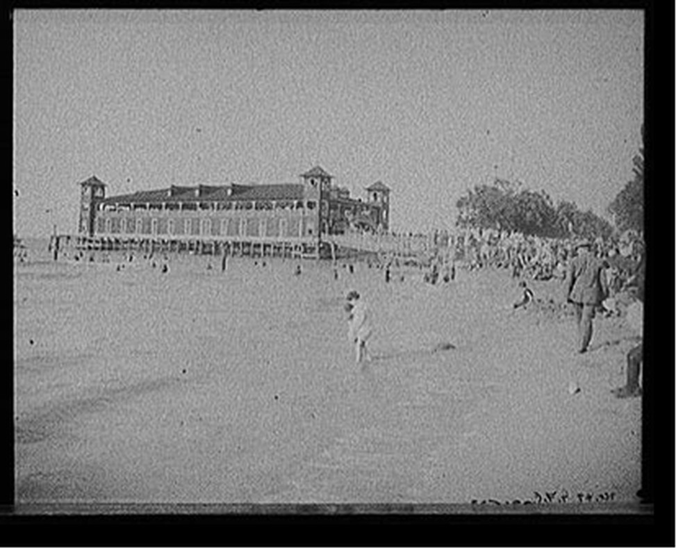 [Beach and pavilion, Gordon Park, Cleveland, Ohio], [between 1900 and 1910] — historic photograph
