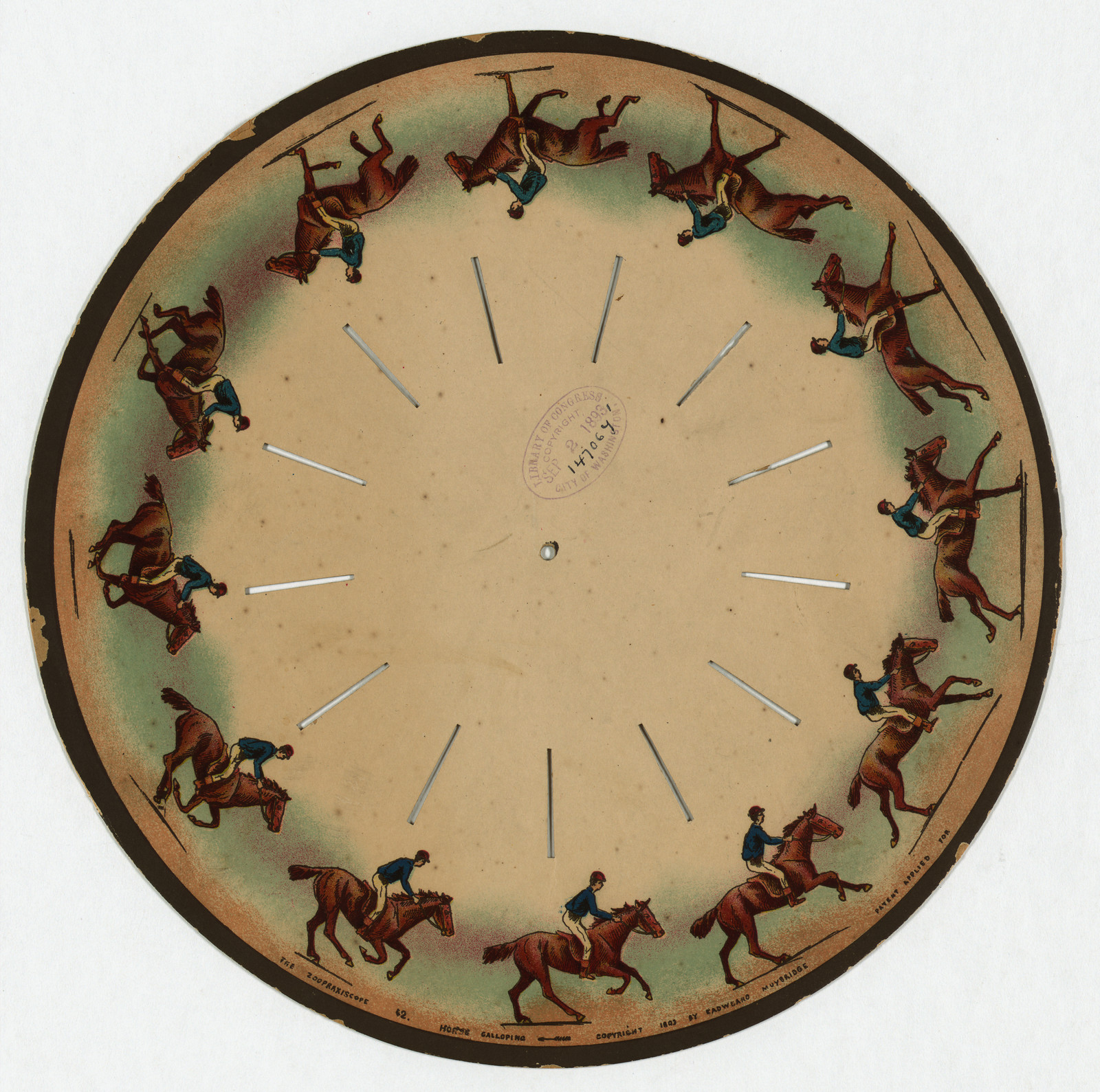 The zoopraxiscope--Horse galloping, c1893. — antique lithograph