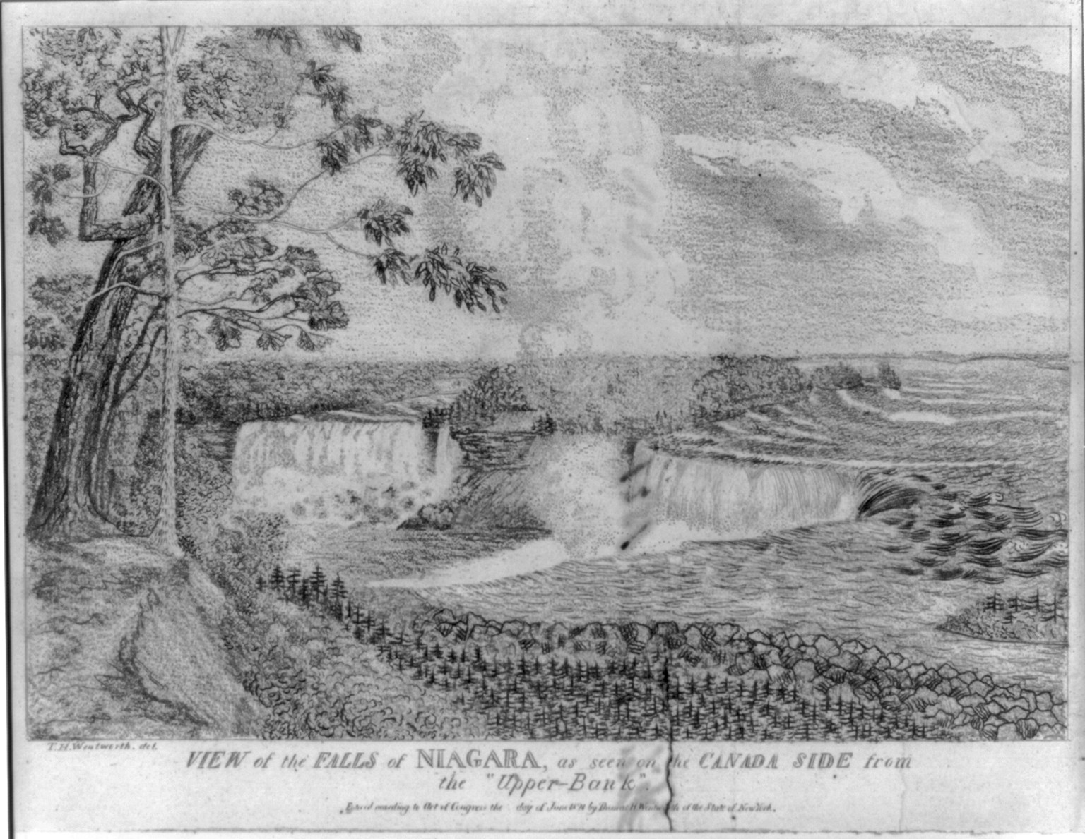 View of the Falls of Niagara, as seen on the Canada side from the Upper Bank"", [no date recorded on shelflist card] — historic print