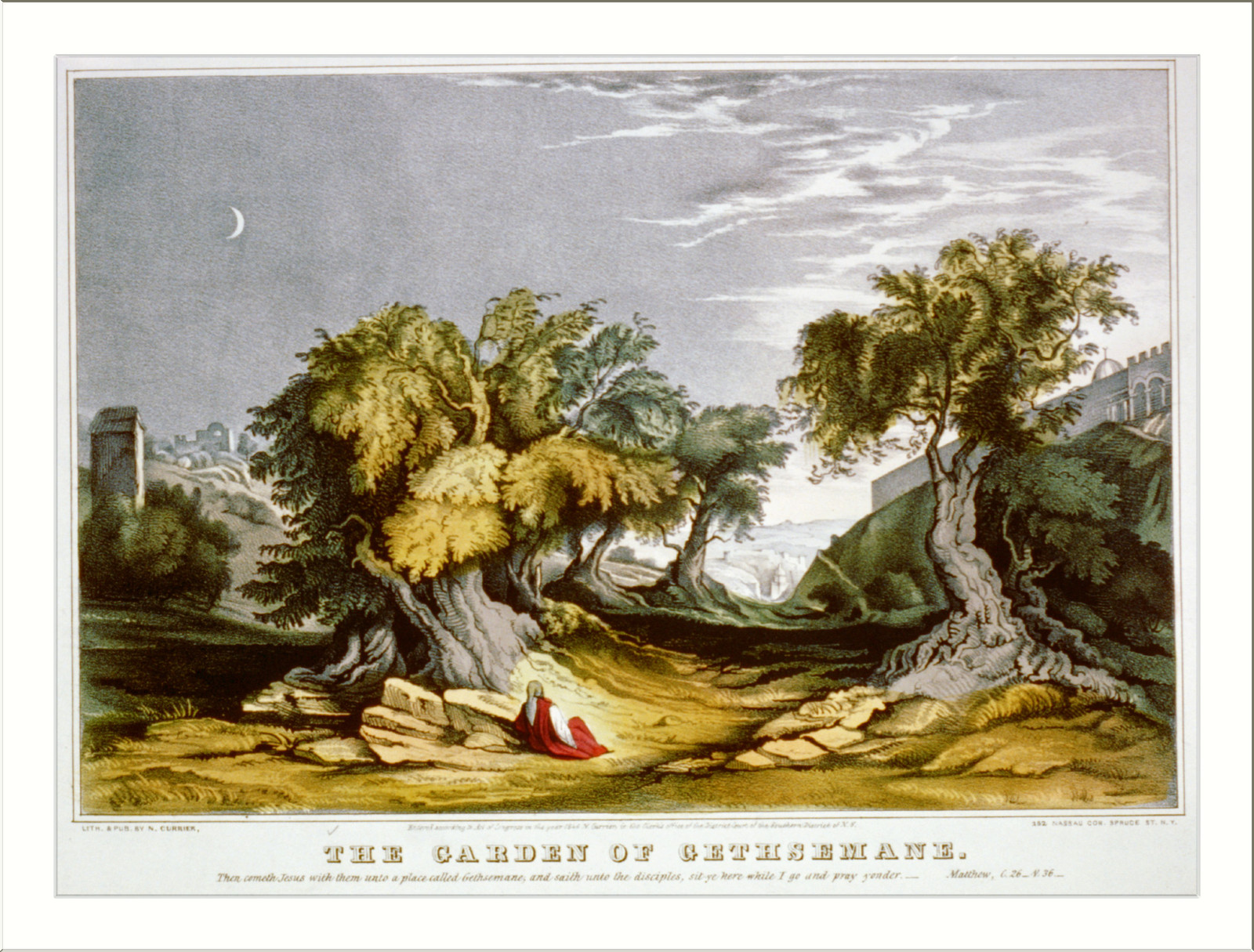 The garden of Gethsemane, New York : Published by Currier & Ives, c1846. — antique lithograph