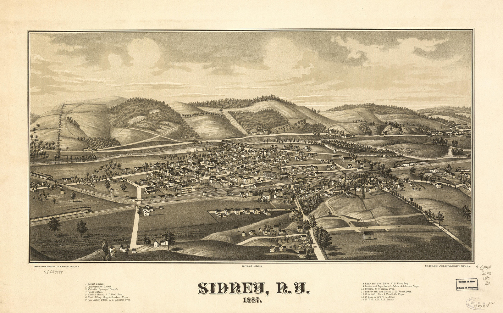 Sidney, New York, 1887, 1887 — antique map