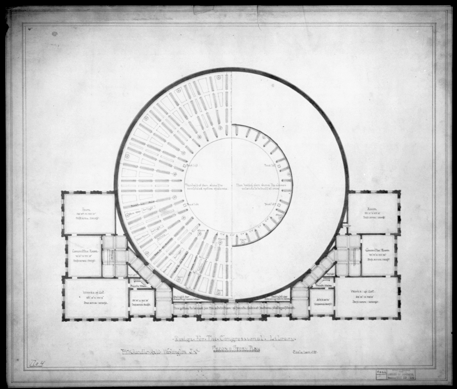 [Library of Congress, Washington, D.C. Second story plan], and Engineering (ADE) Drawings" (http://www.loc.gov/rr/print/res/103_ade.html)." — historic drawing