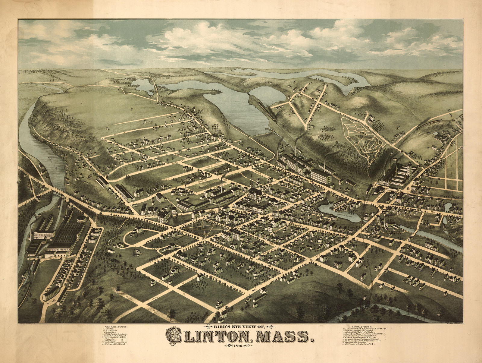Clinton, Massachusetts, 1876, 1876 — antique map