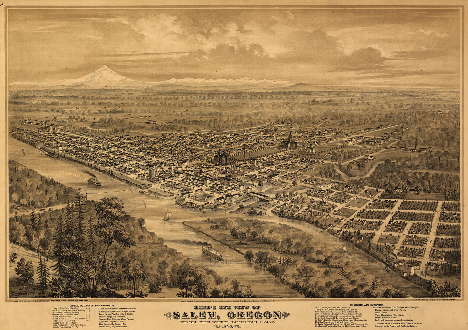 OR Salem 1876 MAP, 1876 — antique map