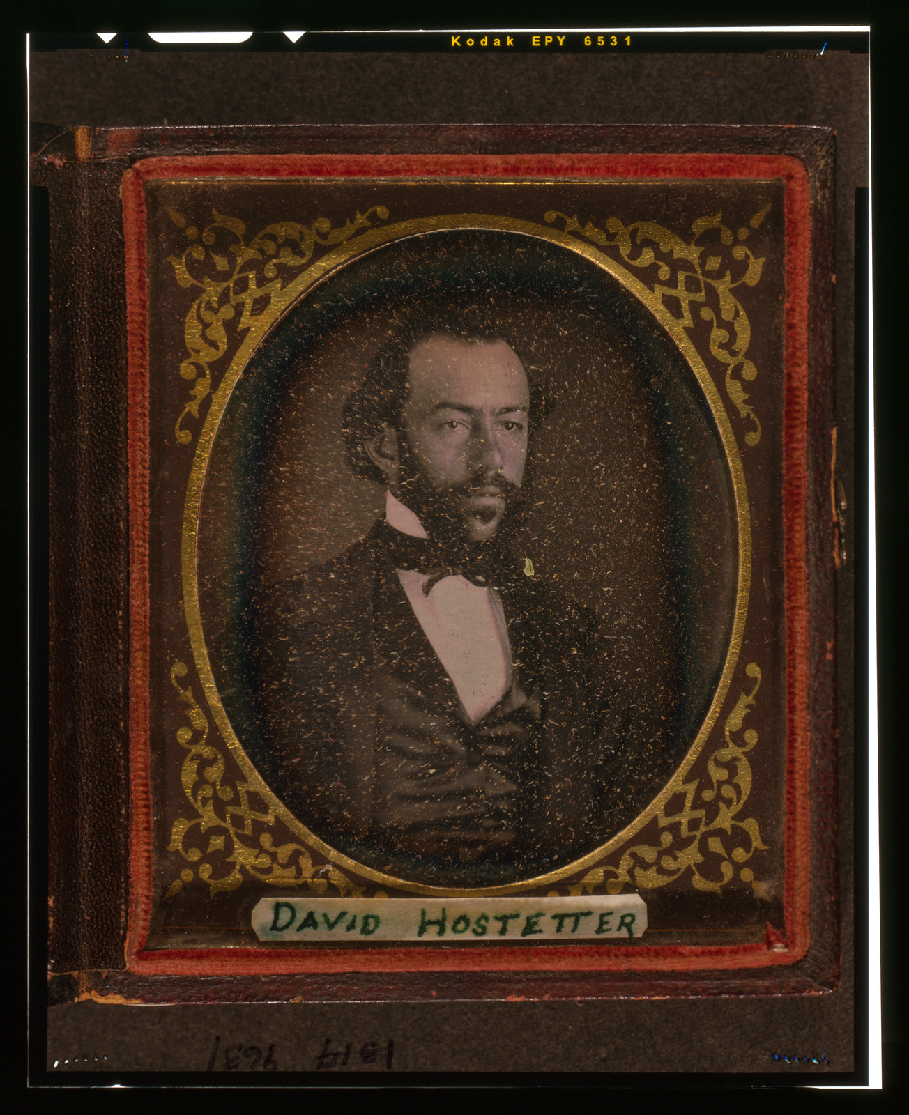 Daguerreotype portrait of David Hostetter, man in dark coat, 1850 — historic photograph