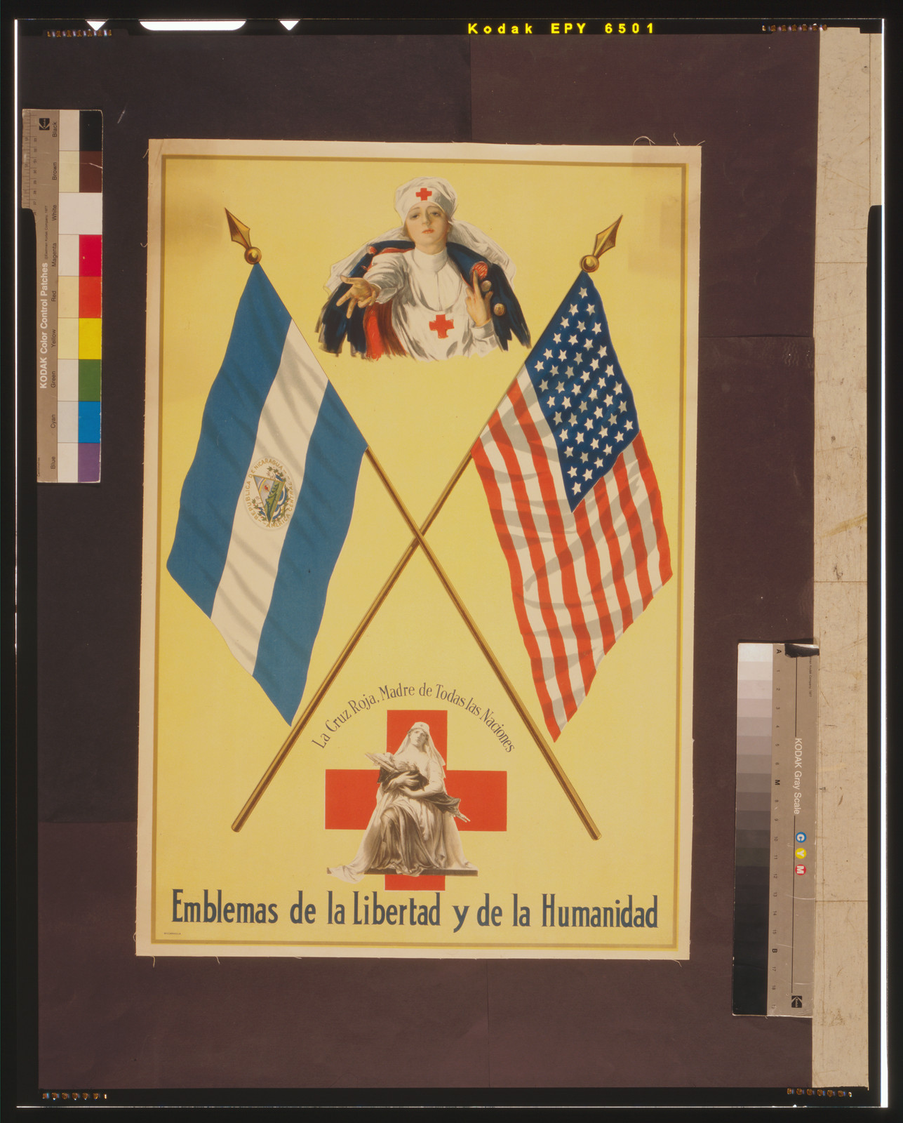Emblemas de la libertad y de la humanidad La Cruz Roja, Madre de todas las naciones., [between 1914 and 1918] — vintage poster