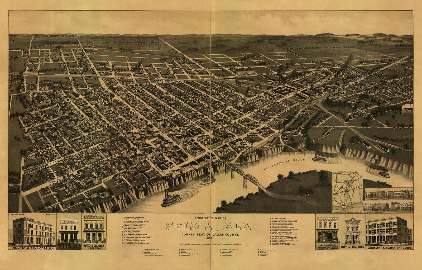 Selma, Alabama, 1887, 1887 — antique map