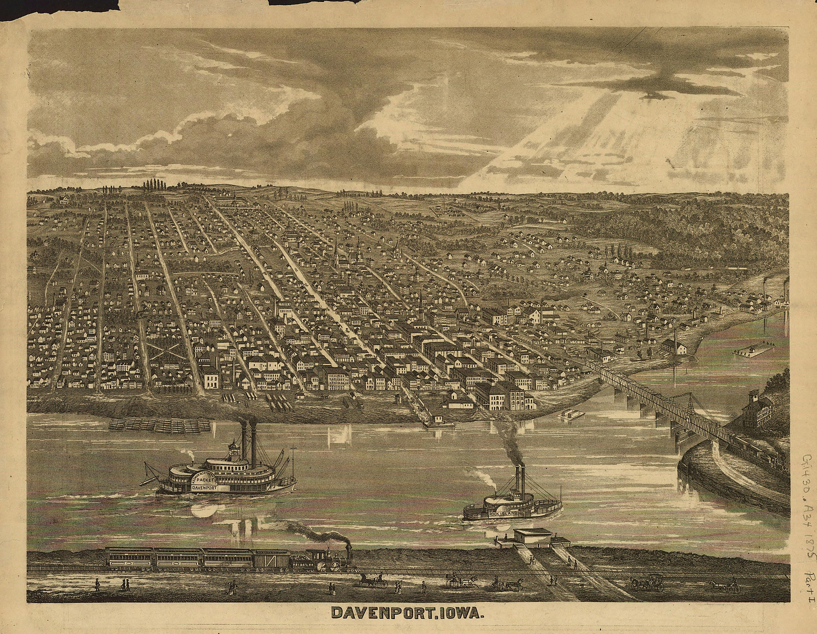 Davenport, Iowa, 1875, 1875 — antique map