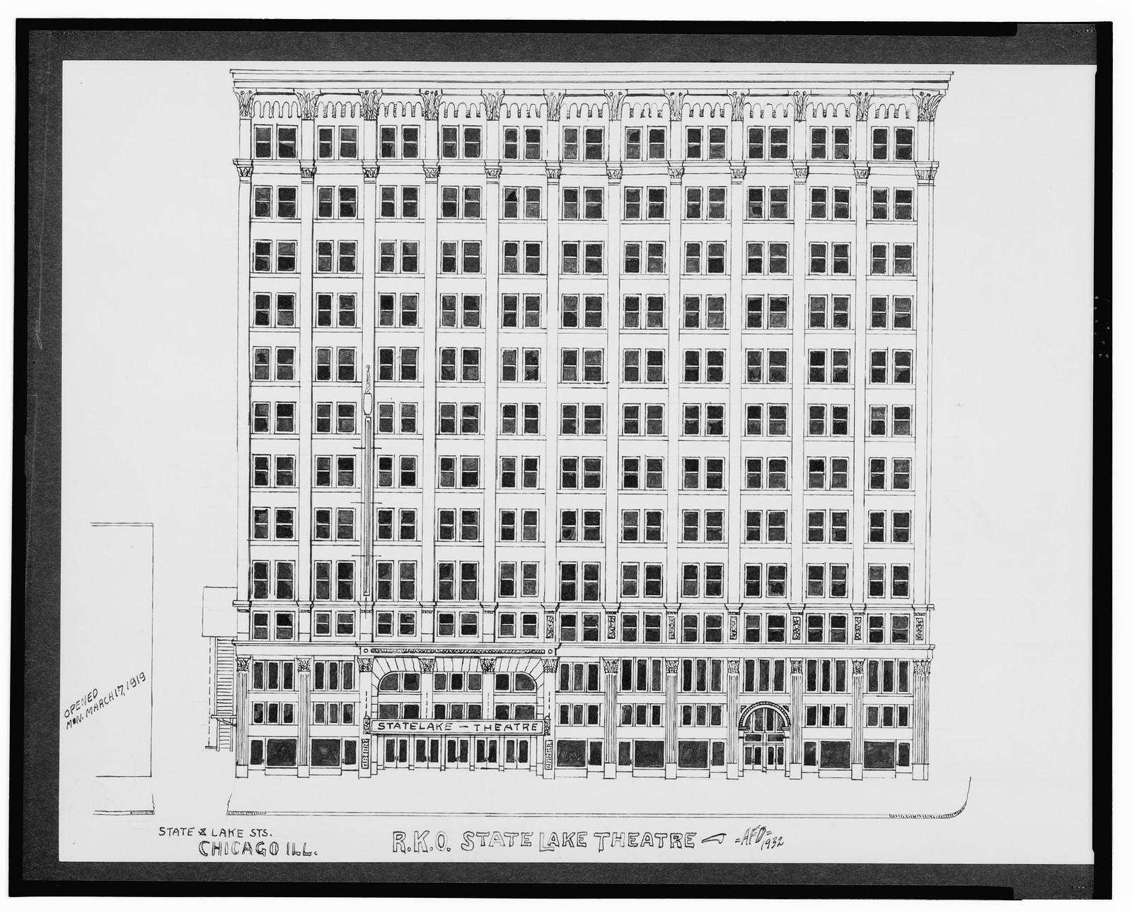 [RKO State Lake Theatre, State St. and Lake St., Chicago, Illinois] / AFD 1932., And Engineering (ADE) Drawings — vintage poster