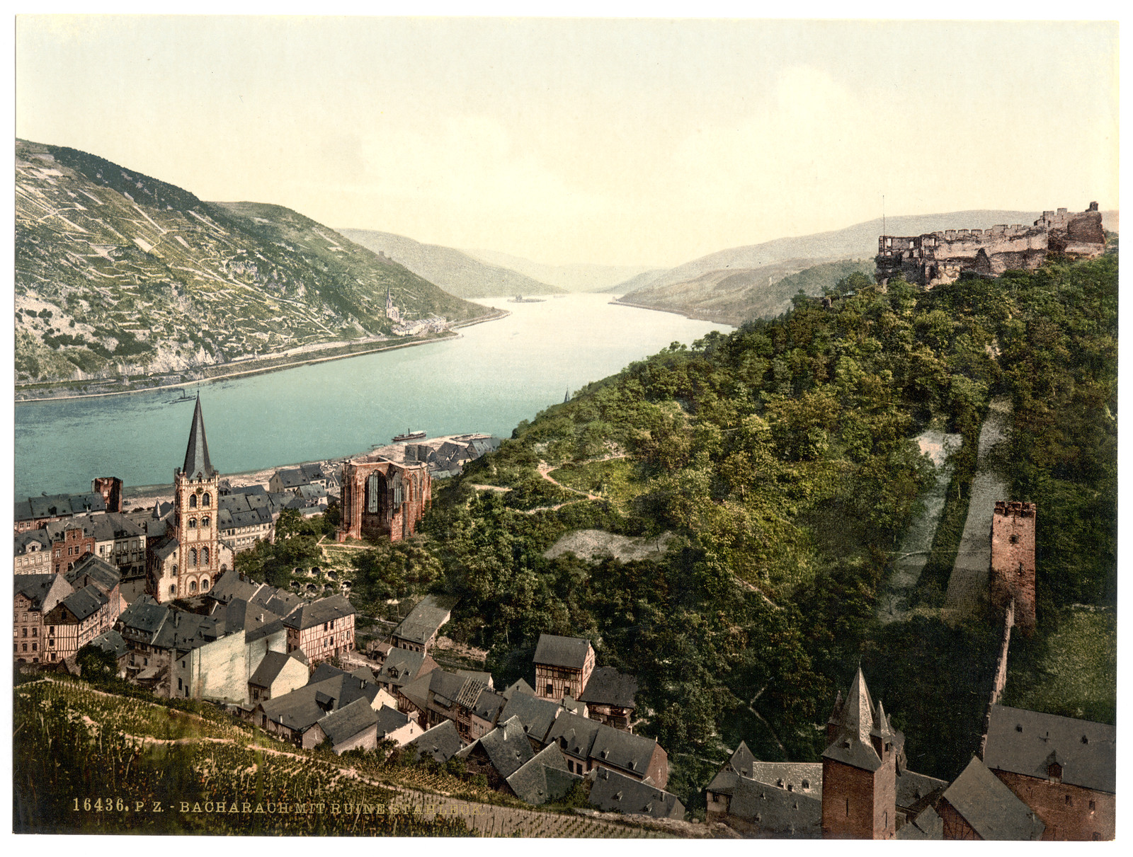 Bacharach and ruins of Stahleck the Rhine Germany, [between ca. 1890 and ca. 1900]. — historic print