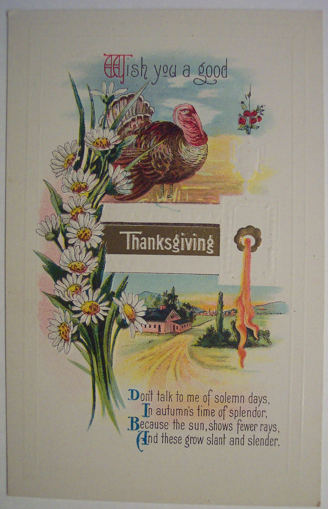 Wish you a good Thanksgiving postcard with turkey — vintage postcard