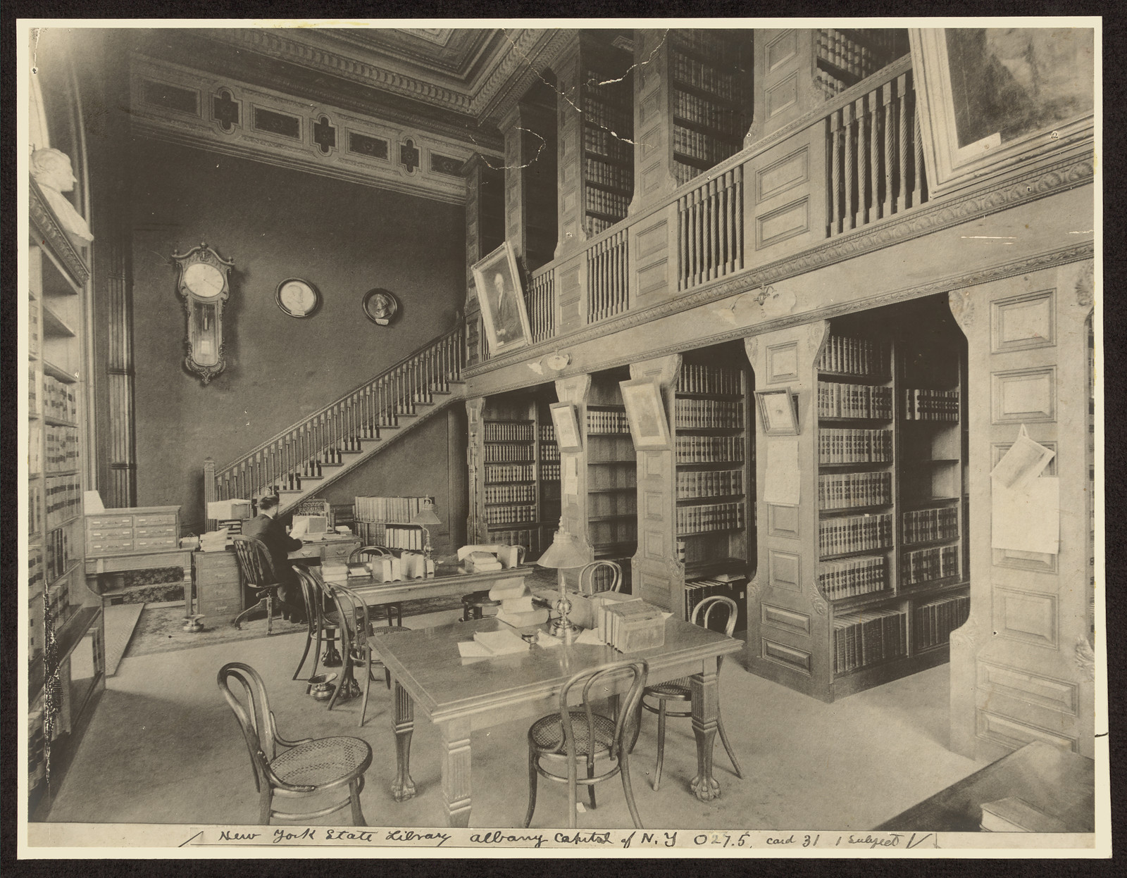 Interior of the New York State Library, Albany Capitol — historic image