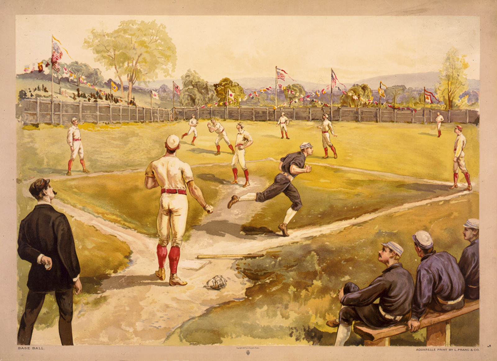 Base ball / Aquarelle print by L. Prang & Co., 1887 — historic print