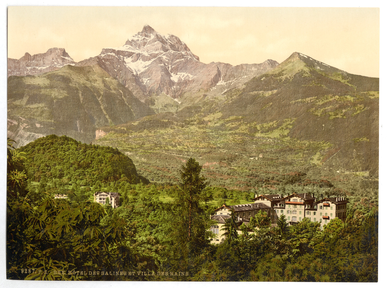 Hotel Salines and Villa des Bains Bex Vaud Canton of Switzerland, [between ca. 1890 and ca. 1900]. — historic print