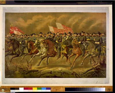[Ulysses S. Grant and his Generals on horseback] / Lith. by E. Boell.
