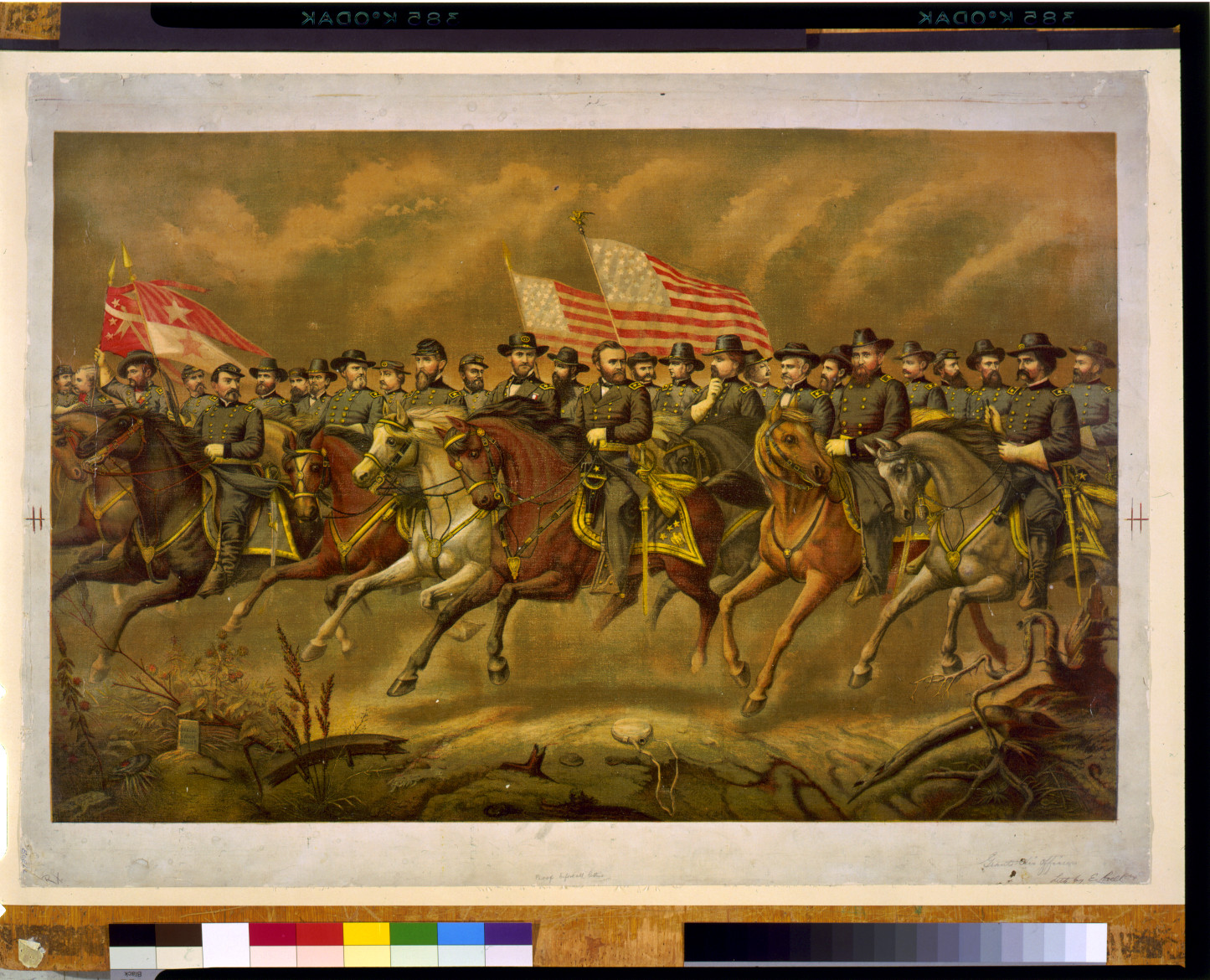 [Ulysses S. Grant and his Generals on horseback] / Lith. by E. Boell., [1865] — antique lithograph