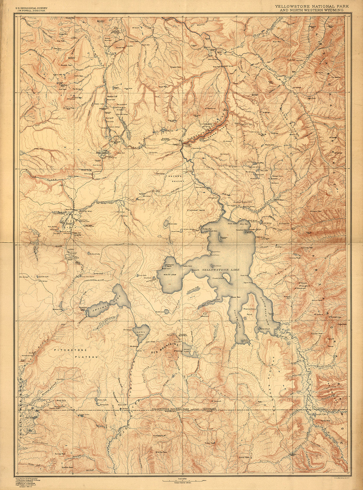 USGS Yellowstone National Park and north western Wyoming, 1885 — historic image