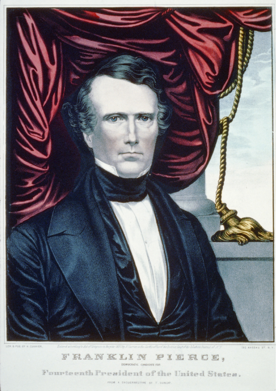 Franklin Pierce: Democratic candidate for fourtheenth president of the United States, New York : Published by N. Currier, c1852. — antique lithograph