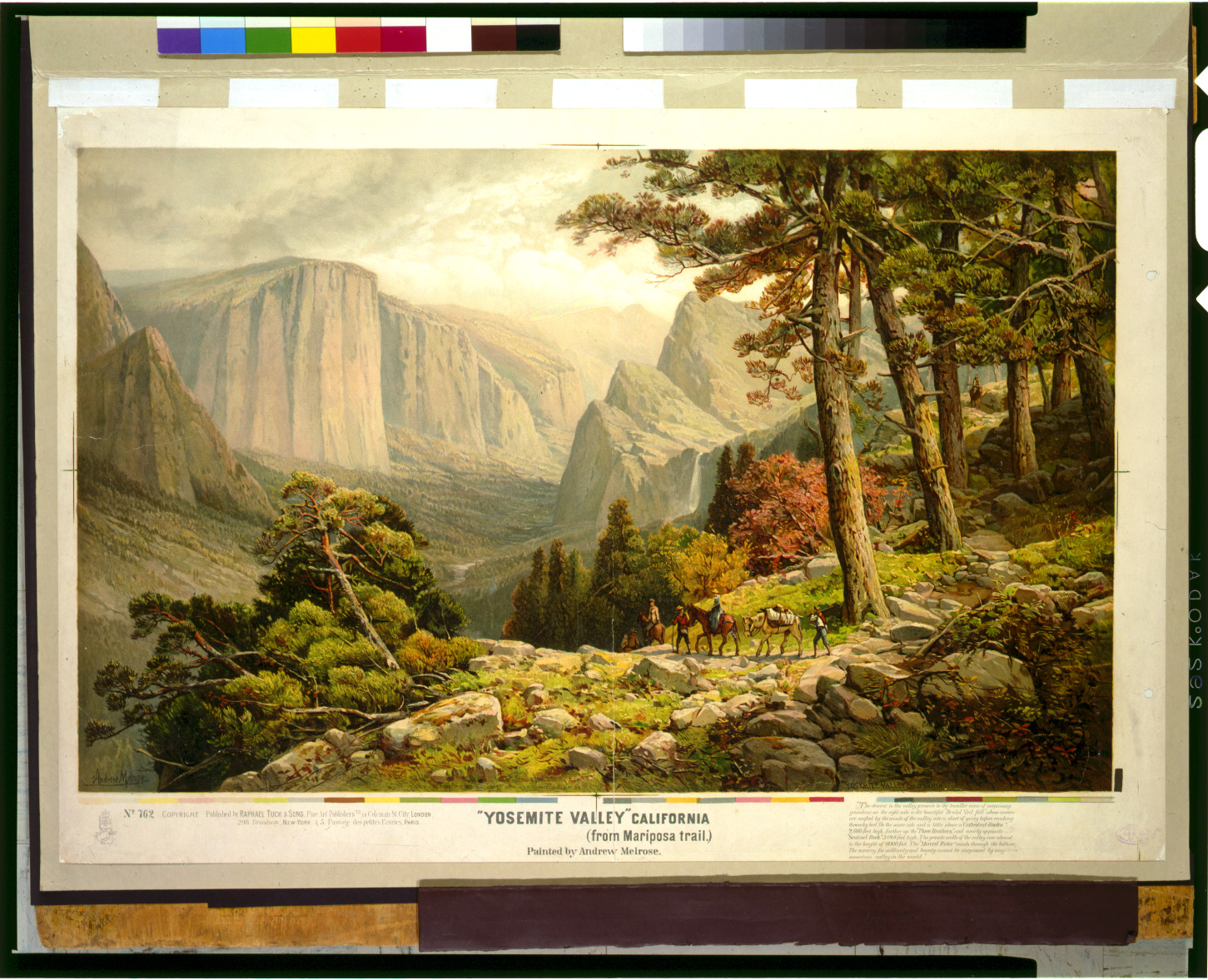 Yosemite Valley" California (from Mariposa trail) / painted by Andrew Melrose.", London : Published by Raphael Tuck & Sons, c1887. — antique lithograph