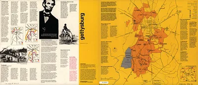 Gettysburg National Military Park brochure with map and battle diagrams