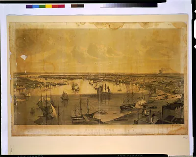 New Orleans from the lower cotton press 1852 / J.W. Hill & Smith, del. ; drawn on stone by D.W. Moody.