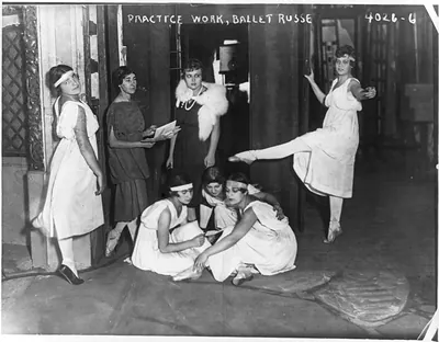 Ballet rehearsals, New York City, ca. 1916: Ballet Russe
