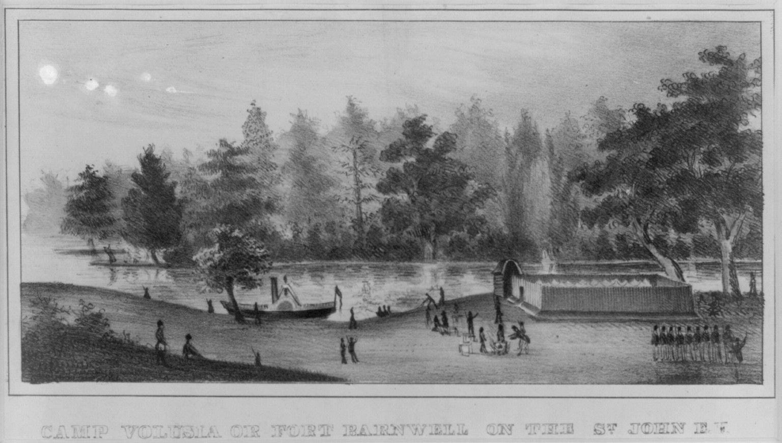 Camp Volusia or Fort Barnwell on the St. John E.F., [Charleston, S.C. : T.F. Gray and James, 1837] — antique lithograph