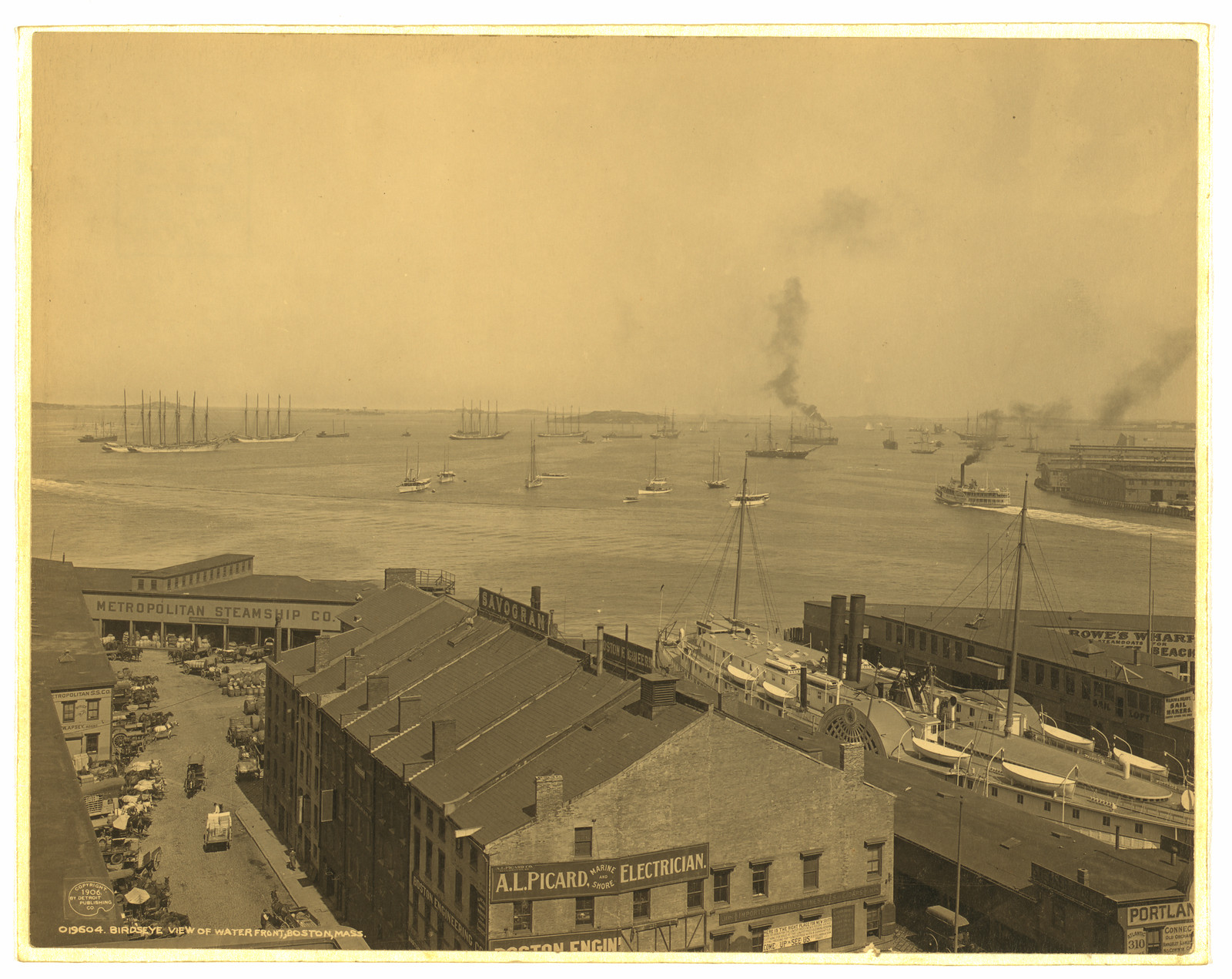 Bird's-eye view of waterfront, Boston, Mass., c1906. — historic photograph