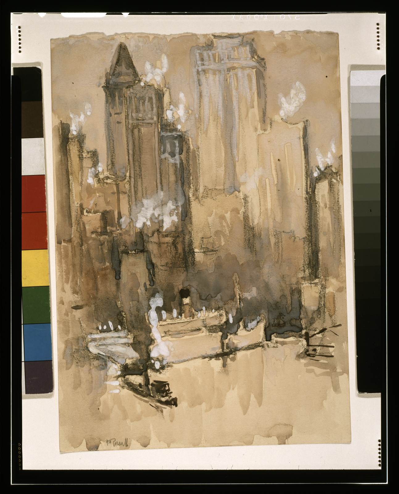 [Fruit boat, or New York from our Brooklyn flat] / Pennell., [between ca. 1921 and 1926] — historic drawing