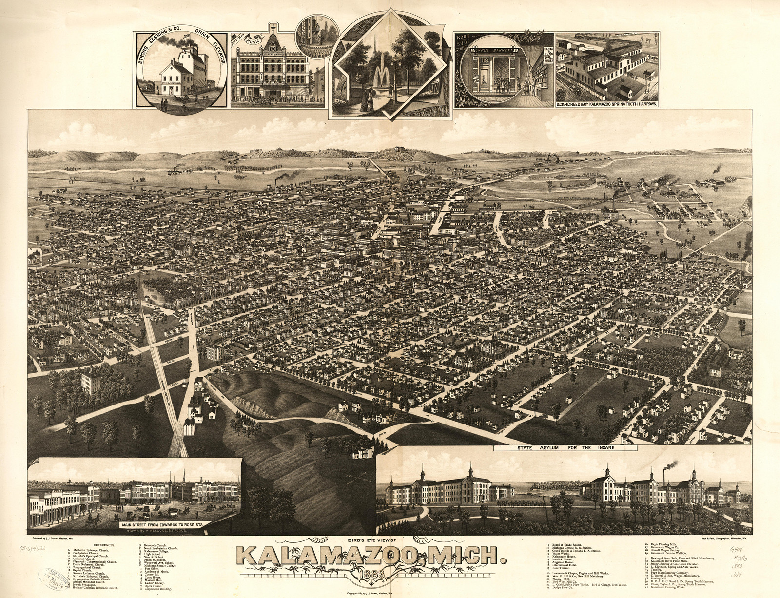 Kalamazoo, Michigan, 1883, 1883 — antique map