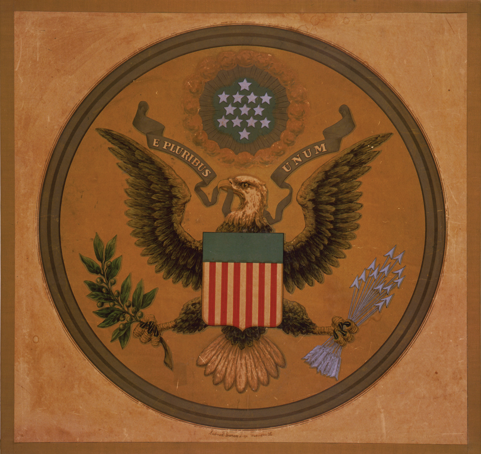 Great Seal Of The United States, c. 1850-1910 — antique lithograph