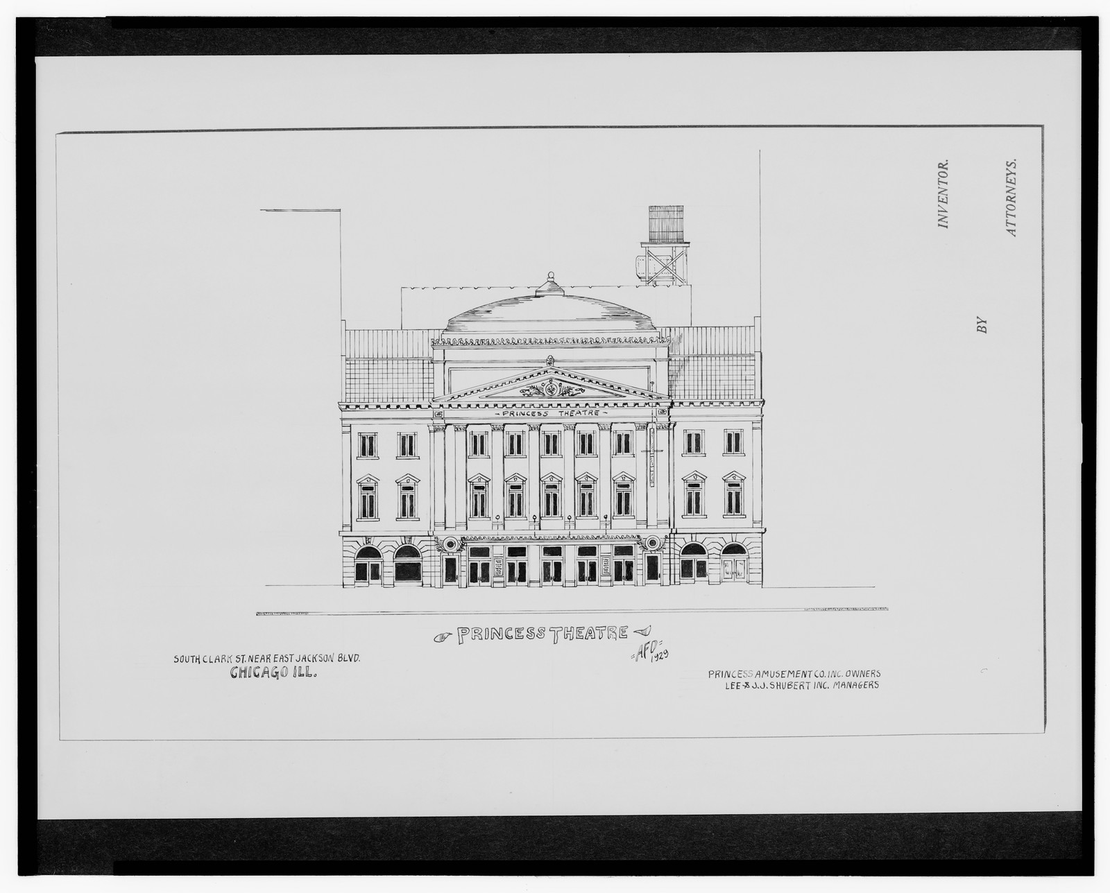 [Princess Theatre, South Clark St. near E. Jackson Blvd., Chicago, Illinois] / AFD 1929., And Engineering (ADE) Drawings — vintage poster