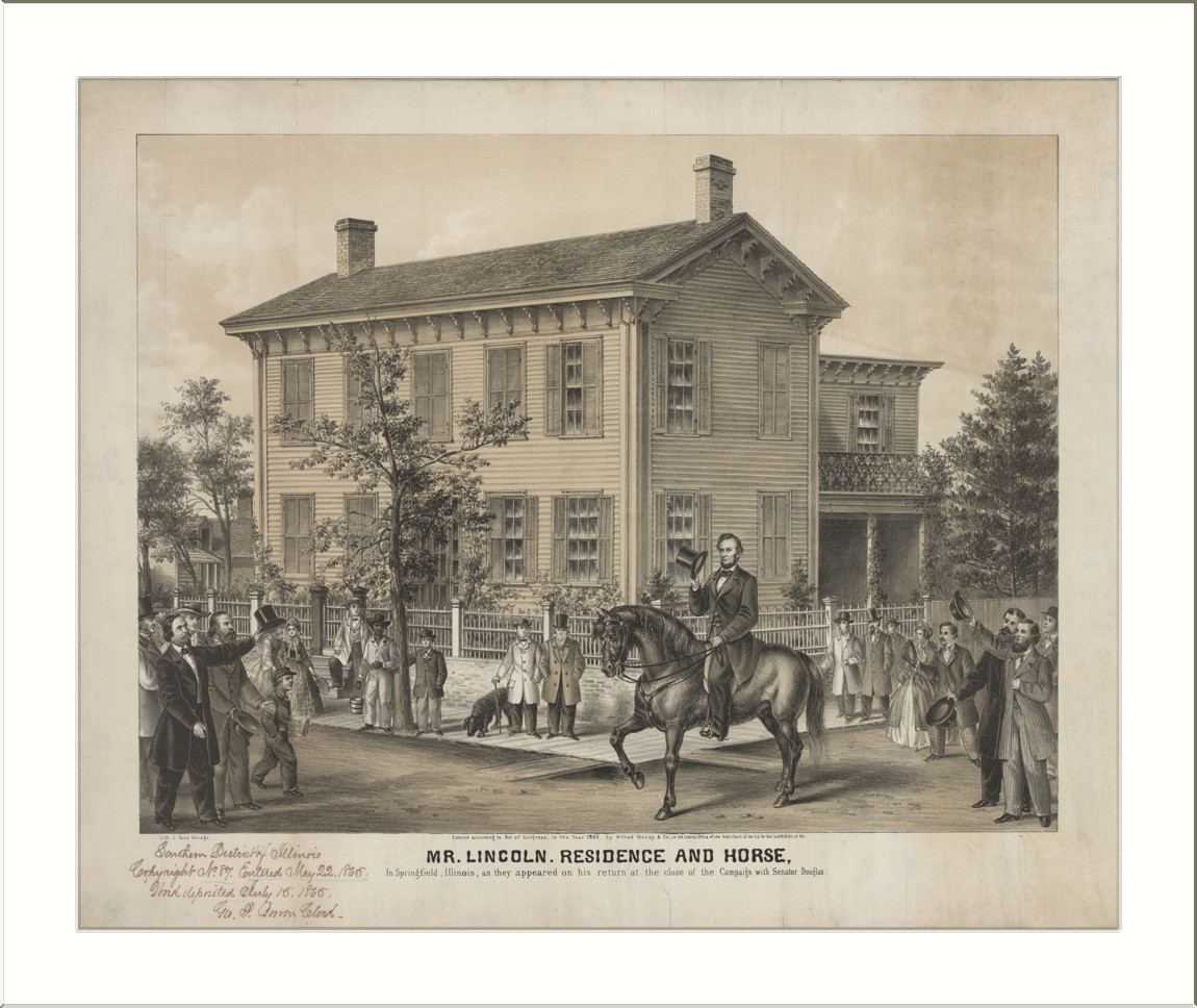 Mr. Lincoln. Residence and Horse, in Springfield, Illinois — historic image