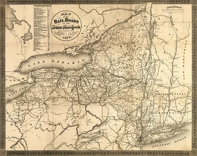 Map of the rail roads of the state of New York., New York, 1870
