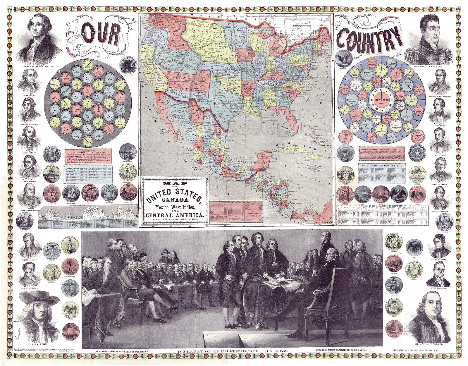 Our Country: map of United States, Canada and Central America — antique map