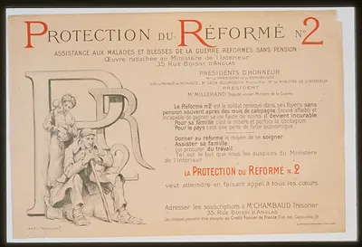 Protection du reacuteformeacute no. 2. Assistance aux malades et blesseacutes de la guerre reacuteformeacutes sans pension. Creacutedit Foncier de France