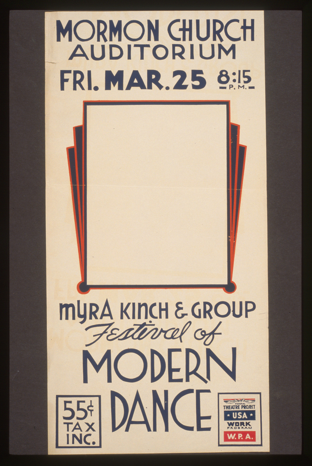 Festival of modern dance Myra Kinch & group., 1938 — vintage poster